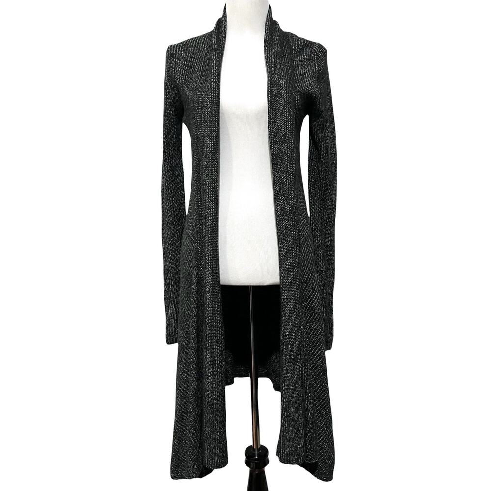 Cabi Cloak Black Marled Knit Longline Duster Cardigan Sweater Small Style #3530 - Picture 2 of 9